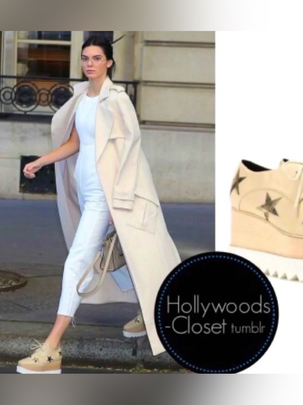 Stella McCartney Beige Platform Derby Shoes with Gold Stars - Picture 2 of 8